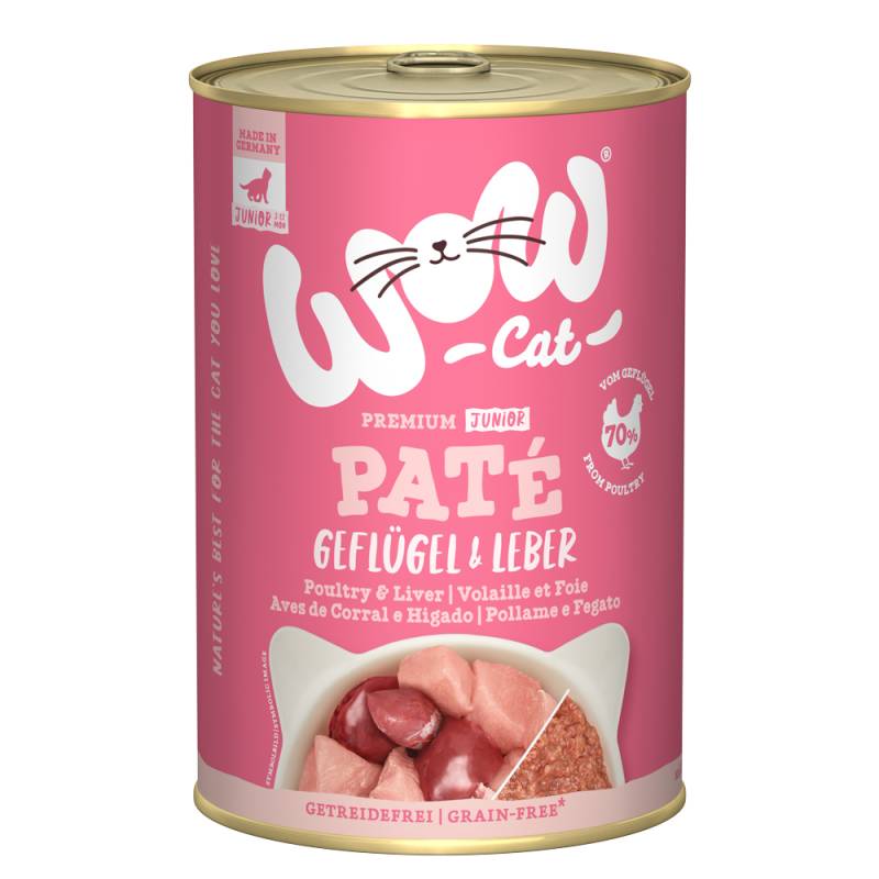 Sparpaket WOW Cat Junior 12 x 400 g - Geflügel & Leber von WOW Cat