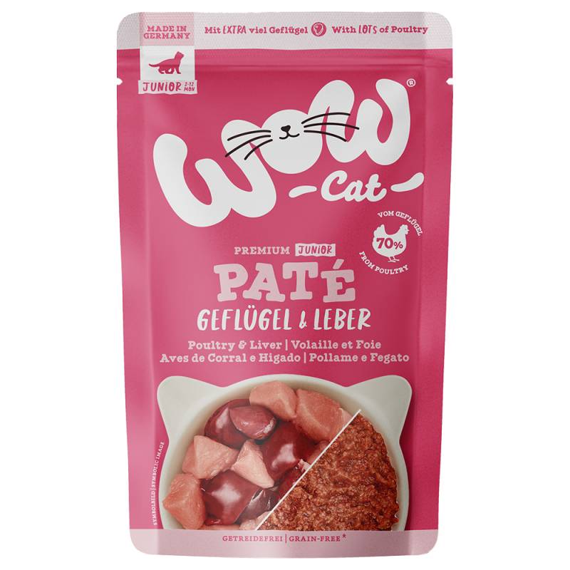 Sparpaket WOW Cat Junior 24 x 125 g - Geflügel & Leber von WOW Cat