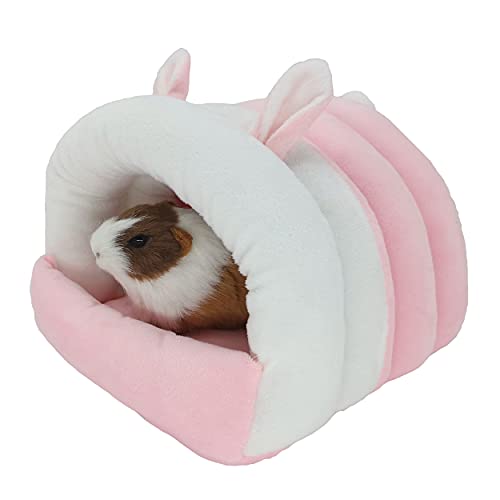 WOWOWMEOW Meerschweinchen-Höhlenbett, gemütliches Kleintierversteck für Ratten, Chinchillas, Frettchen, Igel (Medium, Rosa) von WOWOWMEOW