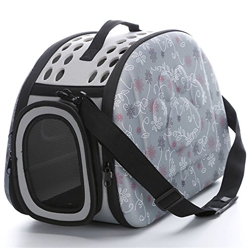 wowowmeow Pet faltbar Transportbox EVA leichte Reise Tasche für Hunde, Katzen und Kaninchen, S, Gray-Floral von WOWOWMEOW