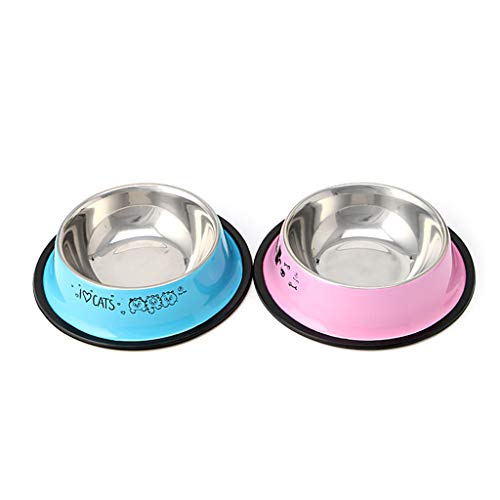 WOWOWO Pet Dog Katzenfutter Wasserschale Edelstahl Anti-Rutsch-Schüssel Feeding Feeder Tool von WOWOWO