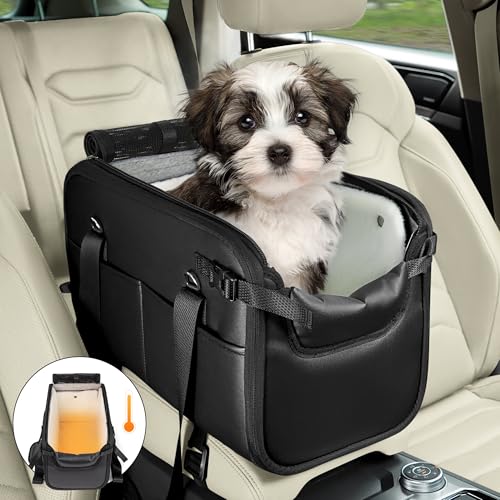 WOYYHO 9 kg Hundeautositz für kleine Hunde mit abnehmbarem Samtfutter, kleine Hunde Mittelkonsole Hund Autositz Haustier Hund Booster Autositz Wasserdicht Anti-Rutsch Welpe Hund Katze Reise Autositz von WOYYHO