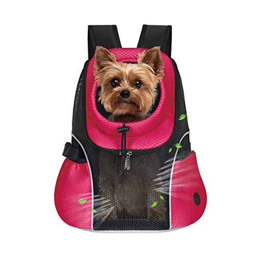 WOYYHO Haustier-Hundetragerucksack für kleine Hunde, belüfteter Netzstoff, Reiserucksack mit Sicherheitsgurt für Reisen, Wandern, Radfahren, Outdoor (M (2,3–4,1 kg), Schwarz) von WOYYHO