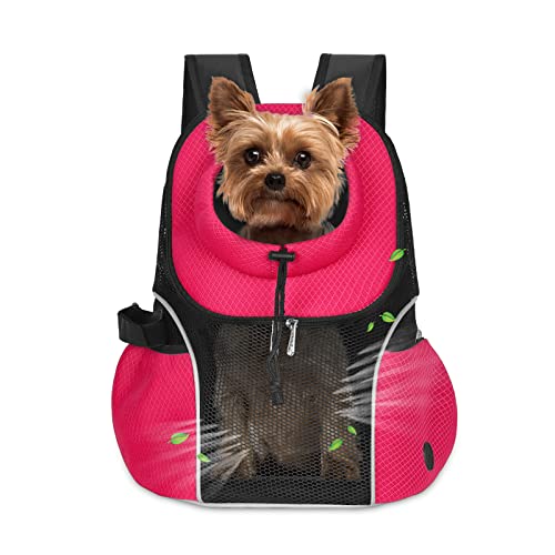 WOYYHO Haustier-Hundetragerucksack für kleine Hunde, belüfteter Netzstoff, Reiserucksack mit Sicherheitsgurt für Reisen, Wandern, Radfahren, Outdoor (L (4,5–6,4 kg), schwarz) von WOYYHO