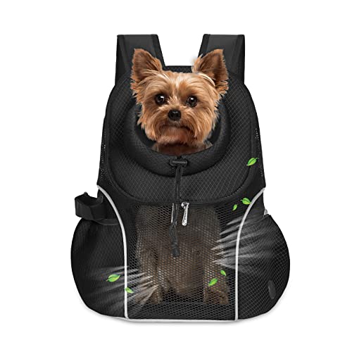 WOYYHO Haustier-Hundetragetasche Rucksack für kleine Hunde, belüftetes Netzgewebe, Reiserucksack mit Sicherheitsgurt für Reisen, Wandern, Radfahren, Outdoor-Einsatz (L (4,5-6,4 kg), Schwarz) von WOYYHO