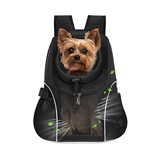 WOYYHO Haustier-Hundetragetasche Rucksack für kleine Hunde, belüftetes Netzgewebe, Reiserucksack mit Sicherheitsgurt für Reisen, Wandern, Radfahren, Outdoor-Einsatz (M (2,3-4,5 kg), Schwarz) von WOYYHO