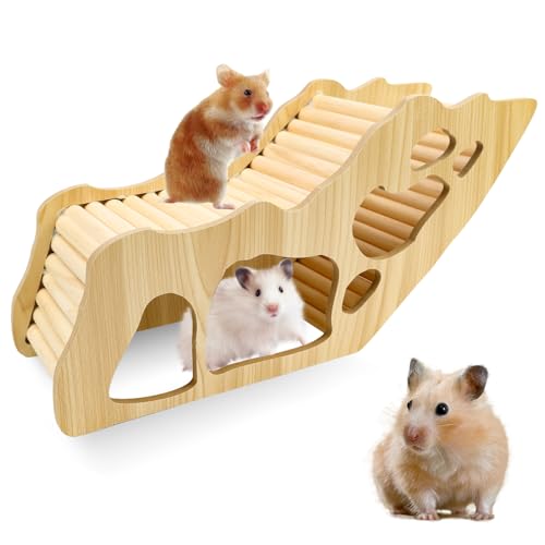 WPPQWP Hamster Haus aus Holz, Hamster Tunnel, Hamster Zubehör, Watchbox Hamster, Hamster Versteck für Zwerghamster, Rennmäuse, Degus(32 * 10,5 * 15,3 cm) (Stil 1) von WPPQWP