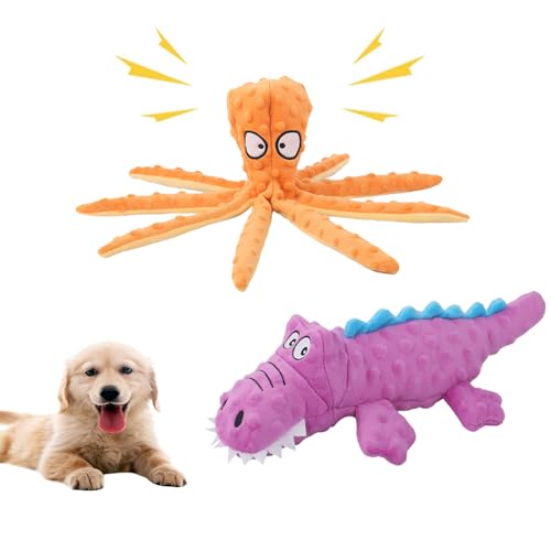 WQQZ Quietschendes Hundespielzeug für aggressive Kauer, keine Füllung, interaktives Knistern, Plüsch-Kauspielzeug für Welpen, Zahnen, Haustier-Training, Unterhaltung für kleine, mittelgroße und große von WQQZ