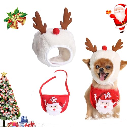 Bezaubernde Weihnachtsbaum-Pompon-Mütze,Weihnachtsmannmütze für Hunde,Weihnachtsmütze für Hunde, lustige weiche Weihnachtsmützen für Hunde,Plüsch-Kopfbedeckung,Kostüm für Weihnachtsfeiern (C,S) von WQTHU