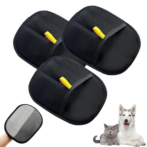 WQTHU Antistatische Handschuhe für Tierhaare,doppelseitige Haustierhandschuhe zur Fellpflege für Hunde,Wiederverwendbare Katzenpflegehandschuhe,vielseitige Haustierpflegehandschuhe zum Waschen (3PCS) von WQTHU