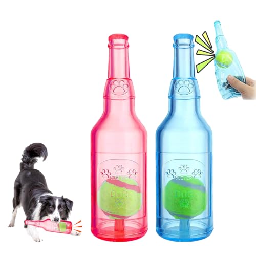 WQTHU Crunchnplay-Flaschenspielzeug für Hunde,Interessantes quietschendes Hundespielzeug,Hundespielzeug aus Gummiwasserflasche mit Tennisball,Interaktives Hundespielzeug gegen Langeweile (A+B) von WQTHU