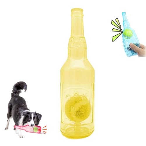 WQTHU Crunchnplay-Flaschenspielzeug für Hunde,Interessantes quietschendes Hundespielzeug,Hundespielzeug aus Gummiwasserflasche mit Tennisball,Interaktives Hundespielzeug gegen Langeweile (C) von WQTHU