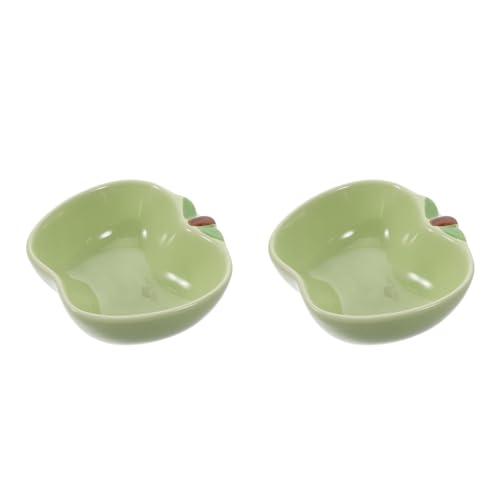 WRITWAA 2Pcs Hellgrüne Keramik Hamster Futter Schüssel Kleine Tier Fütterungsgericht Süßes Apfel -Design -Feeder für Hamster Chinchillas von WRITWAA