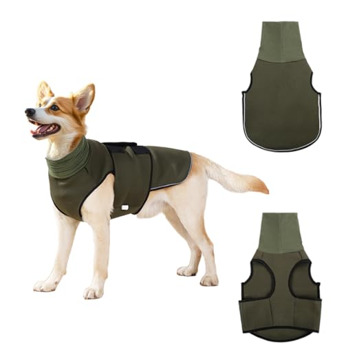 WRQIOO Hundemantel mit Beruhigender, 2 in 1 Beruhigungsweste für Hunde, Anti Stress Weste Hund, Calming Shirt Hund mit Ohrenschutz und Reflektorstreifen,Angst Beruhigungsjacke,Thundershirt Hund(L) von WRQIOO