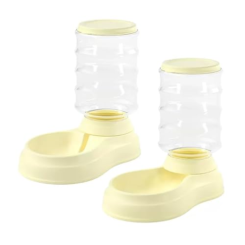 Futterautomat Katze 3L, Futterautomat Trinkbrunnen für Katze-Set, Futterautomat für Haustiere Wie Hunde, Welpen, Kätzchen, Kaninchen(Yellow) von WRYSQBHJYB