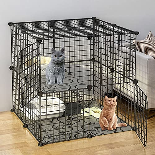Laufstall für Katzen – Katzenkäfige für den Innenbereich, DIY-Laufstall für Haustiere, Metallgehege mit Tür für Kleintiere, Kaninchen, Igel, Katzen, Meerschweinchen, inklusive Hamm von WSFSDAN