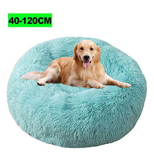 Deluxe Haustierbett, Katzenbett Flauschig Rundes Plüsch Hundehaus Welpen Kissen Donut warme weiche Bequeme Hundehütte, Katzen Kissen, Katzenbett, Körbchen Hund 80CM Smaragd von WSGJHB