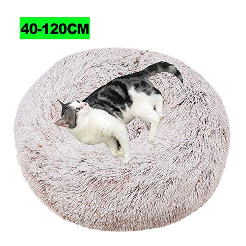 Deluxe Haustierbett, Tierbett Hundesofa Katzensofa Kissen, Donut-Kuschelnest Warmes weiches Plüsch Hundekatzenkissen mit Rutschfestem Boden für große Katzen Hund Haustiere 120CM B Kaffee von WSGJHB