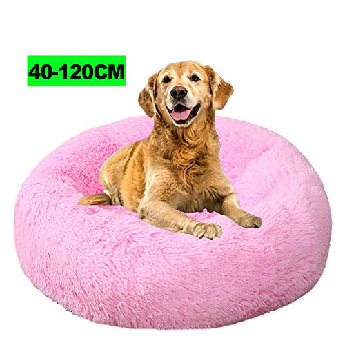 WSGJHB Deluxe Haustierbett, Katzenbett Flauschiges Hundesofa Katzensofa Kissen Rundes Plüsch Hundekissen Haustierbett in Doughnut-Form für extra große Hunde 120CM Glitzer von WSGJHB