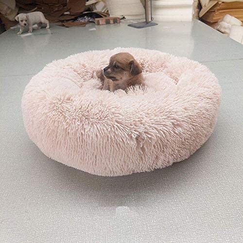 WSGJHB Deluxe-haustierbett,Donut Cuddler Hundebett Hundekissen Für Hund Katzen,Selbstwärmende Runde Atmungsaktiv Flauschige Haustierbett Für Kleine,mittelgroße,große Hunde,Beige,100cm(40inch) von WSGJHB