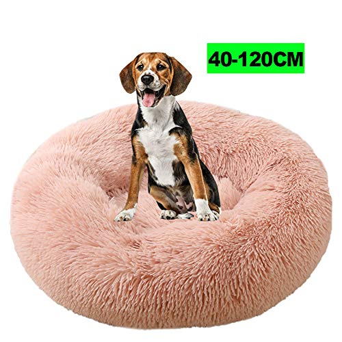 WSGJHB Flauschiges Hundebett, Deluxe Haustierbett Katzenbett Hundebett Flauschig Plüsch Hundesofa Katzensofa Kissen Hundebetten für Mittlere Hunde, Weich Katzen Hund Donut Bett 60CM Hautpuder von WSGJHB