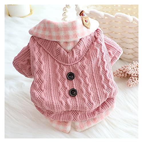 Sweater für Hunde Warme Winterhunde-Pullover Mantel Weiche Liner-Kleidung for Hunde Hund Pullover (Color : Pink Plaid, Size : XL) von WSMNYH