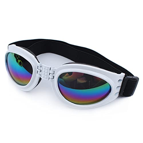 Hunde Sonnenbrille 5 Farben Faltbare Haustierhundgläser mittelgroße Hund Haustiergläser Haustier Brillen wasserdichte Hund Schutzbrille Brille Uv. Sonnenbrille (Color : White) von WTAXBH