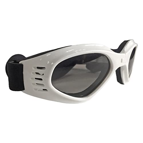 Hunde Sonnenbrille Hund Sonnenbrille Kleine Hund Goggles Doggles Hundebrille for kleine Hunde Uv. Schutz Winddicht wasserdicht zusammenklappbar (Color : White) von WTAXBH