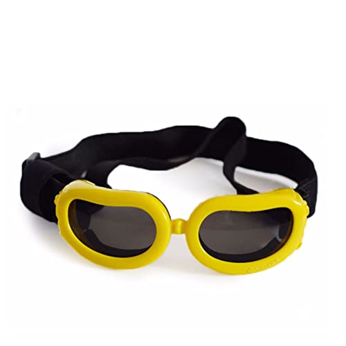 Hunde sonnenbrille Haustierhund Sonnenbrille for kleine Hund Pet Welpe Katze Schutzbrille Wasserdichte Windschutzschutz Uv. Brille Haustier liefert Accessoires ( Color : YELLOW , Size : Adjustable ) von WTAXBH