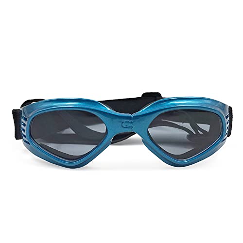 WTAXBH Hunde Sonnenbrille Hund Sonnenbrille Kleine Hund Goggles Doggles Hundebrille for kleine Hunde Uv. Schutz Winddicht wasserdicht zusammenklappbar (Color : Blue) von WTAXBH