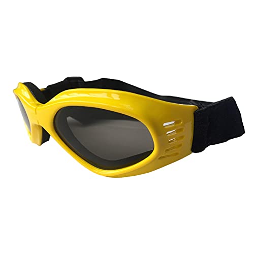 WTAXBH Hunde Sonnenbrille Hund Sonnenbrille Kleine Hund Goggles Doggles Hundebrille for kleine Hunde Uv. Schutz Winddicht wasserdicht zusammenklappbar (Color : Yellow) von WTAXBH