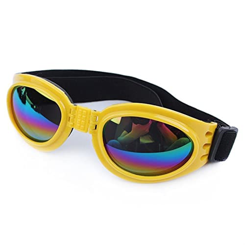 WTAXBH Hunde Sonnenbrille Verstellbare Haustierhund Sonnenbrille Pet Goggles for Hund Große elastische Welpenbrillen Augenbrillen Hund Zubehör (Color : Yellow, Size : 7) von WTAXBH