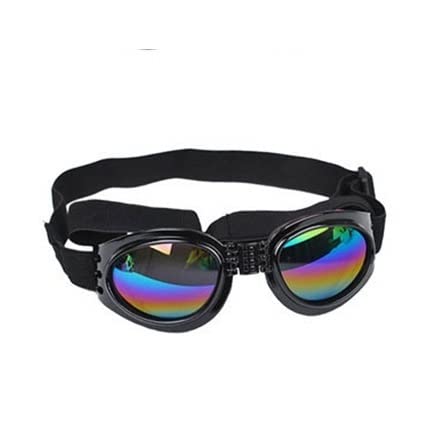 WTAXBH Hunde Sonnenbrille Verstellbare gepolsterte Hunde Sonnenbrille Brille zusammenklappbare Haustierzubehör for mittlere Hunde Motorradgläser (Color : Black, Size : 18-34cm) von WTAXBH