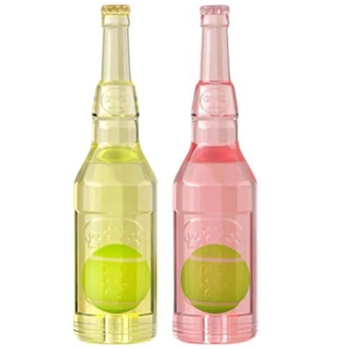 WTGWDA Beer Bottle with Tennis Ball Dog Chew Toy,with Tennis Ball Inside,Crunch and Play Bottle Dog Toy for Aggressive Chewers (R&Y,Large) von WTGWDA