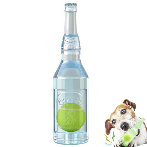 WTGWDA Bierflasche Mit Tennisball Hundekauspielzeug, Mit Tennisball Im Inneren, Crunch- Und Spielflasche Hundespielzeug Für Aggressive Kauer (blau,Groß) von WTGWDA