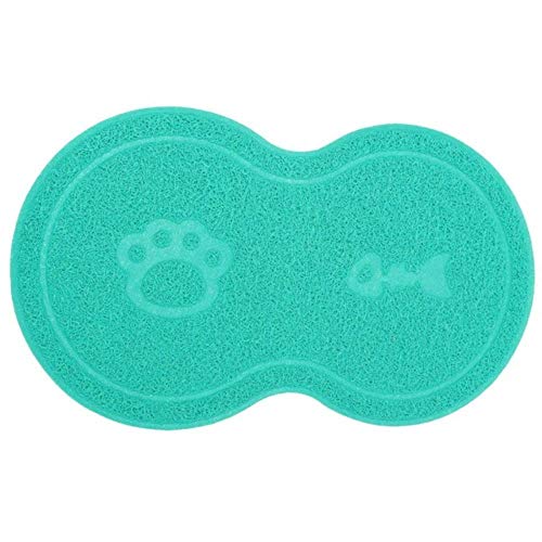 4 Color Pet Dog Puppy Cat Feeding Mat Pad Cute Bed Dish PVC Bowl Food Water Feeding Pad Placemat Wipe Clean Pet Supplies,Blue,46x26cm von WTMLK