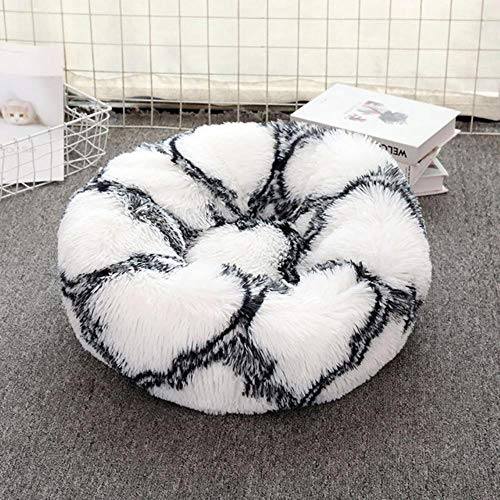 Bubble Kiss Haustierbett Haus Runde einfarbig langes Plüsch Super weiches Haustier Katzenhundebett Winter Warmer Schlafsack Welpe für Haustierbett, 27, XXXL100cm von WTMLK