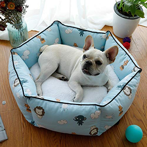 Four Seasons Universal Hundebett Haus Zwinger Waschbar Katzenbett Hundekorb Cartoon Teddy Schlafmatte Welpe Sofa Pad Haustierbedarf, C1, L Durchmesser 62cm von WTMLK