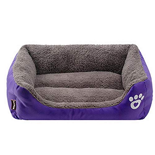 Haustierbett Hundebett Hundehaus Pfotenabdruck Winter Warm Weich Bequemer Zwinger für kleine Medim Große Hunde Katzen 1 PCS Betten & Sofas Fest, Lila, 80cmx65cmx17cm von WTMLK