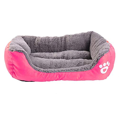 Haustierbett Hundebett Hundehaus Pfotenabdruck Winter Warm Weich Bequemer Zwinger für kleine Medim Große Hunde Katzen 1 PCS Betten & Sofas Solid, Rosarot, 80cmx65cmx17cm von WTMLK