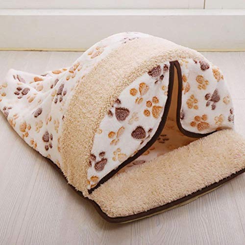 Netter Haustierschlafsack Warmes Hundekatzenbett Haustierhundehaus Schönes weiches Haustier Katzenmattenkissen Haustierprodukte Schönes Design, Weiß, 58X37X26cm von WTMLK