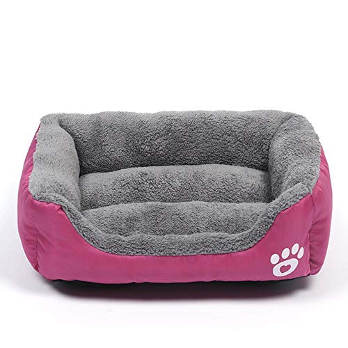 S-3XL Soft Fleece Hundebett für kleine mittelgroße Hunde Warmes, wasserdichtes Pet-Sofa für Welpen, waschbar, gemütlicher Katzenhaus-Zwinger, Rose RED, XL-80X60CM von WTMLK