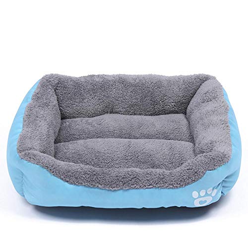 S-3XL Soft Fleece Hundebett für kleine mittelgroße Hunde Warmes wasserdichtes Boden-Haustier-Sofa für Welpen Waschbar Gemütlicher Katzenhaus Zwinger, BLAU, 3XL-110X82CM von WTMLK