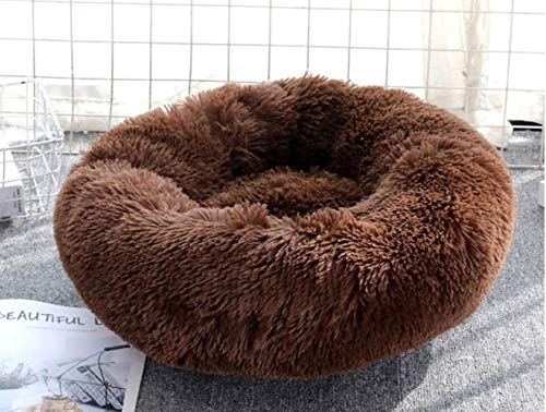 WTMLK Bequemes Hundebett Katzensofa Schlafen Rundbett Zwinger Für Haustiere Produkte Lieferungen Matte Korb Couch Für Kleine Große Hundekatze, Kaffee, OD 50cm von WTMLK