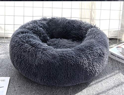 WTMLK Bequemes Hundebett Katzensofa Schlafen Rundbett Zwinger Für Haustiere Produkte Zubehör Mat Korb Couch Für Kleine Große Hundekatze, Dunkelgrau, OD 70cm von WTMLK