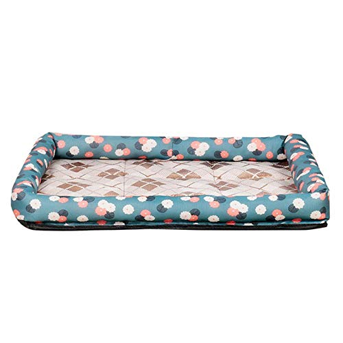 WTMLK Cooling Summer Pad Mat für Hunde Cat Blanket Sofa Dog MatBreathable Pet Hundebett Summer Washable für kleine mittelgroße Hunde, Flower Blue L, China von WTMLK