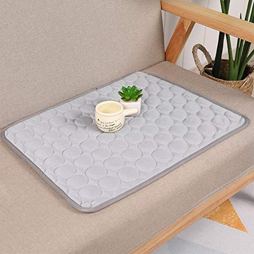 WTMLK Hundematte Kühlung Sommer Pad Matte Für Hunde Katze Decke Sofa Matratze Haustier Hundebett Sommer Waschbar Kalt Cool Matte für Hundebett, Kühltuch grau, L 70x55 cm von WTMLK