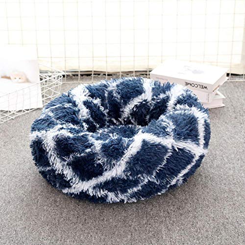 WTMLK Long Plush Pet Kennel 3D-Bett in Bonbonform Superweiches, rundes Hundekatzenkissenhaus für Big Pet Kennel Tiefschlaf 40-100 cm, Marineblau, Durchmesser 100 cm von WTMLK