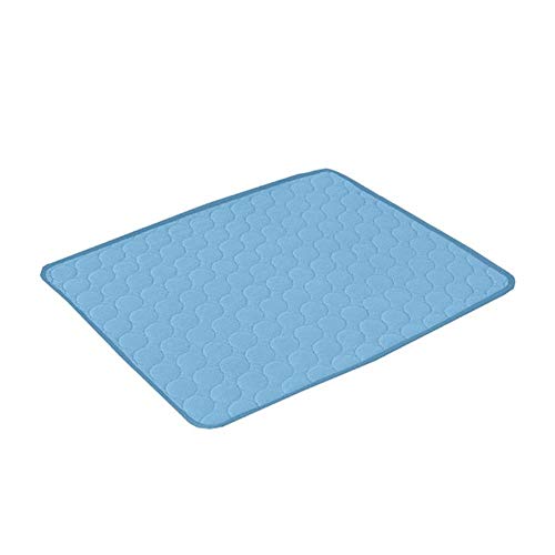 WTMLK Quadratisches Haustierbett Hundekühlmatte Haustier Katze Chilly ungiftig Sommer Cool Klappbett Pad Kissen Indoor Hundehütte Haustier Bett Matte, Blau, L. von WTMLK