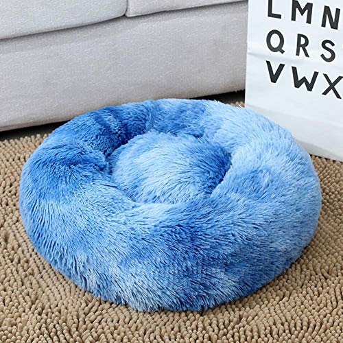 WTMLK Regenbogen Lange Plüsch Hundehütte Super weiches Hundebett Runde waschbare Katzenhaus Samtmatten Sofa für Hund Chihuahua Hundekorb Haustierbett, Q-115, L 70cm von WTMLK